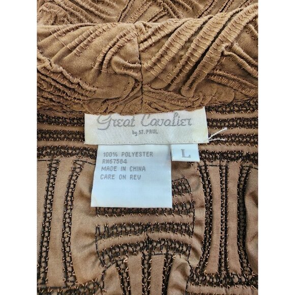Great Cavalier Blazer Jacket Women Large Brown Button Texture Print Vintage - Picture 8 of 9